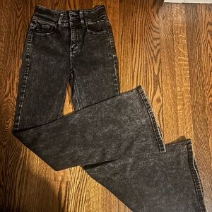 Women’s Black Acid-Wash Flare Jeans